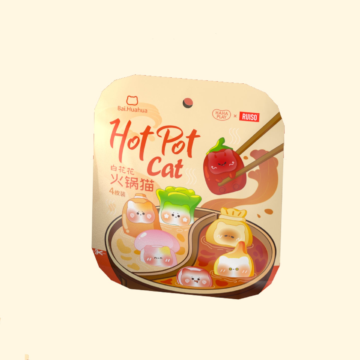 【BOGO】Bai.Huahua Hot Pot Cat Series Mini Beans Figures