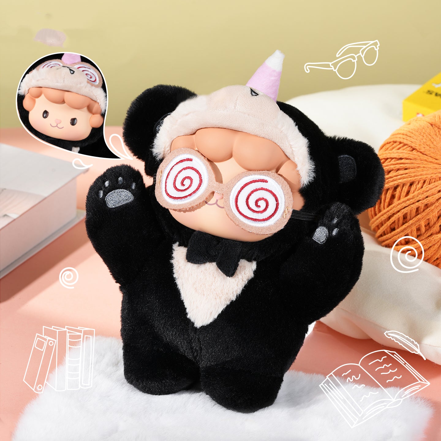 Gyun Crossbody Bear Series Plush Slouch Crossbody Mystery Dolls