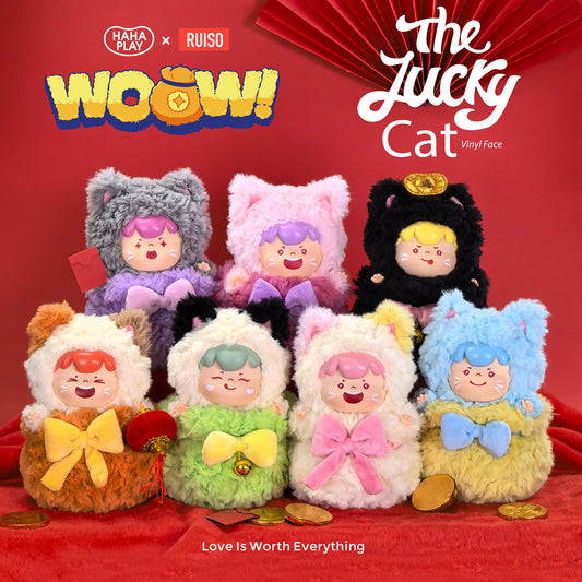【BOGO】WOOW The Lucky Cat Series Vinyl Face Plush Bag Dolls
